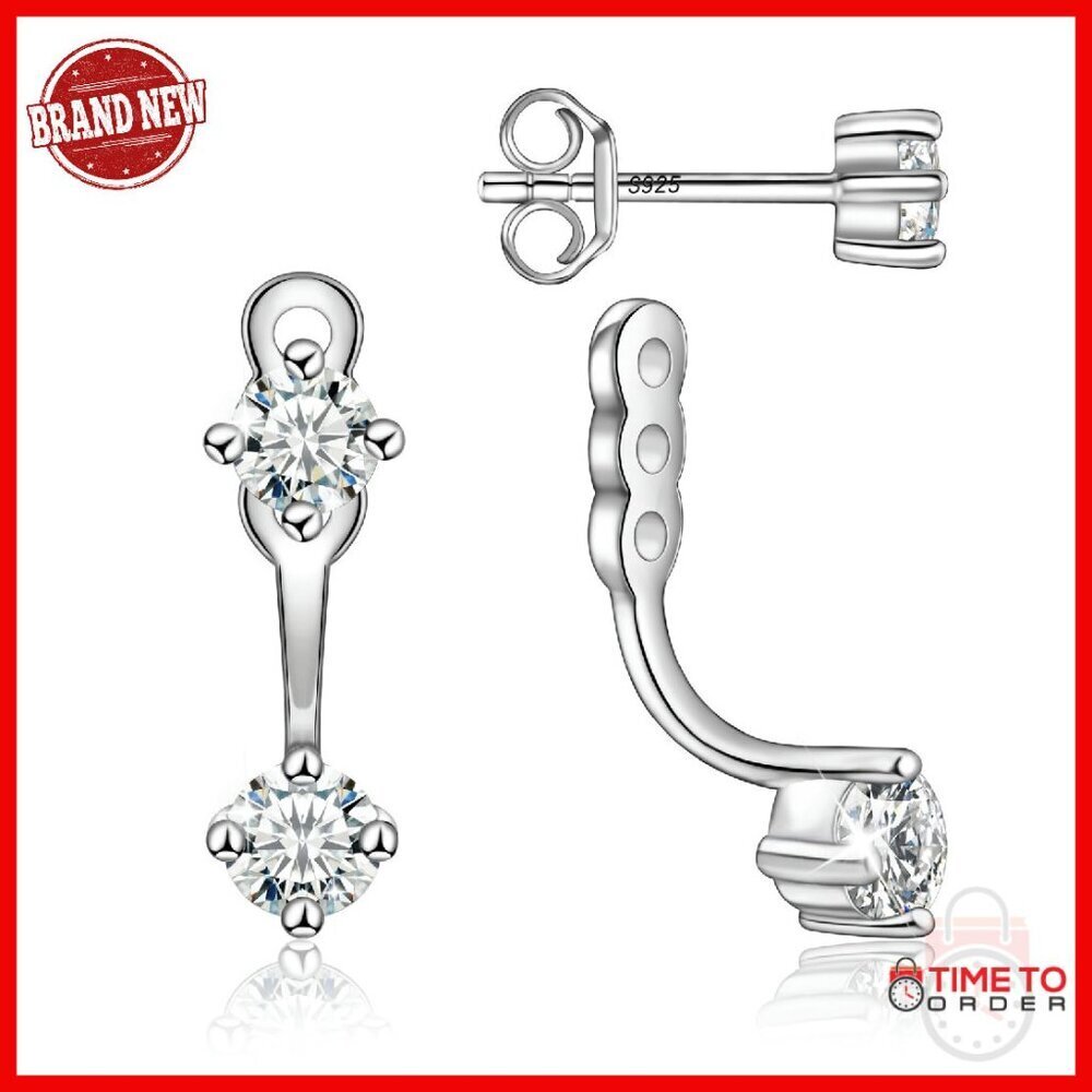 925 Sterling Silver Moissanite Jacket Earrings Hypoallergenic Jewelry